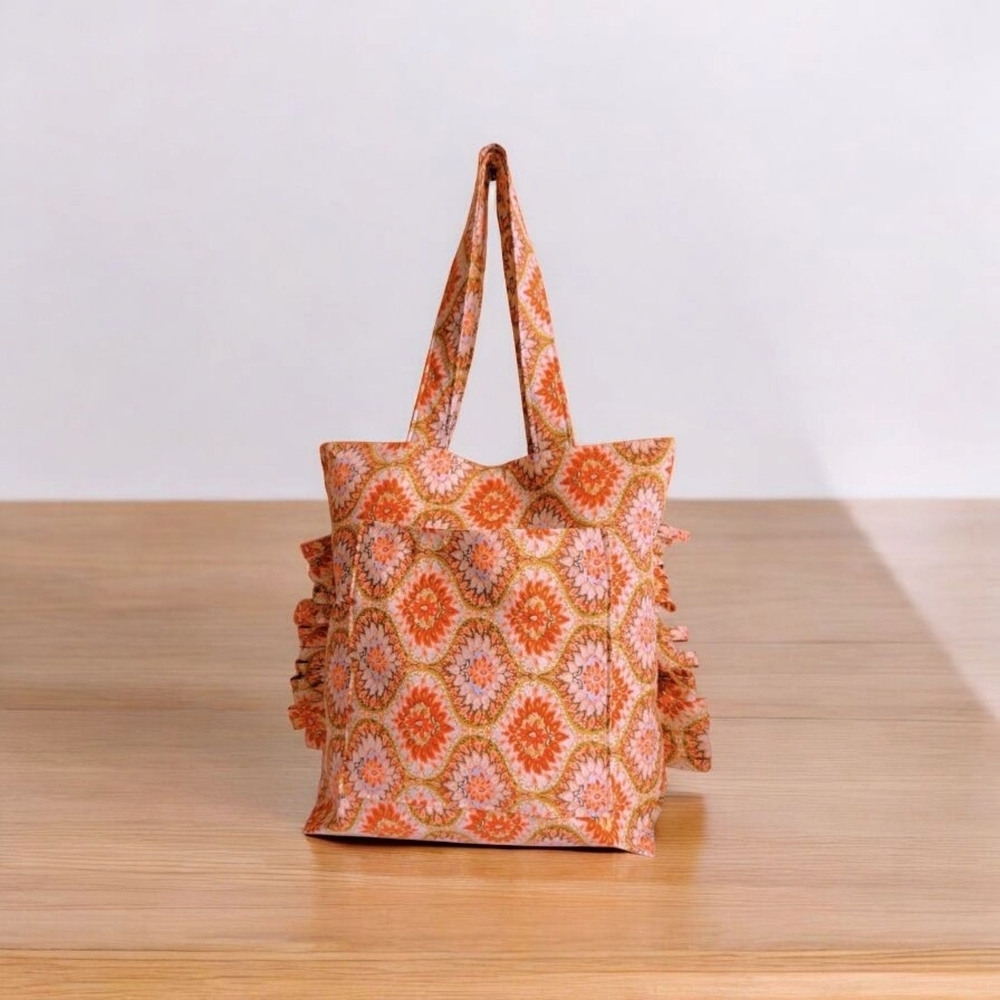 Elegant Orange Patterned Tote by [Brand]